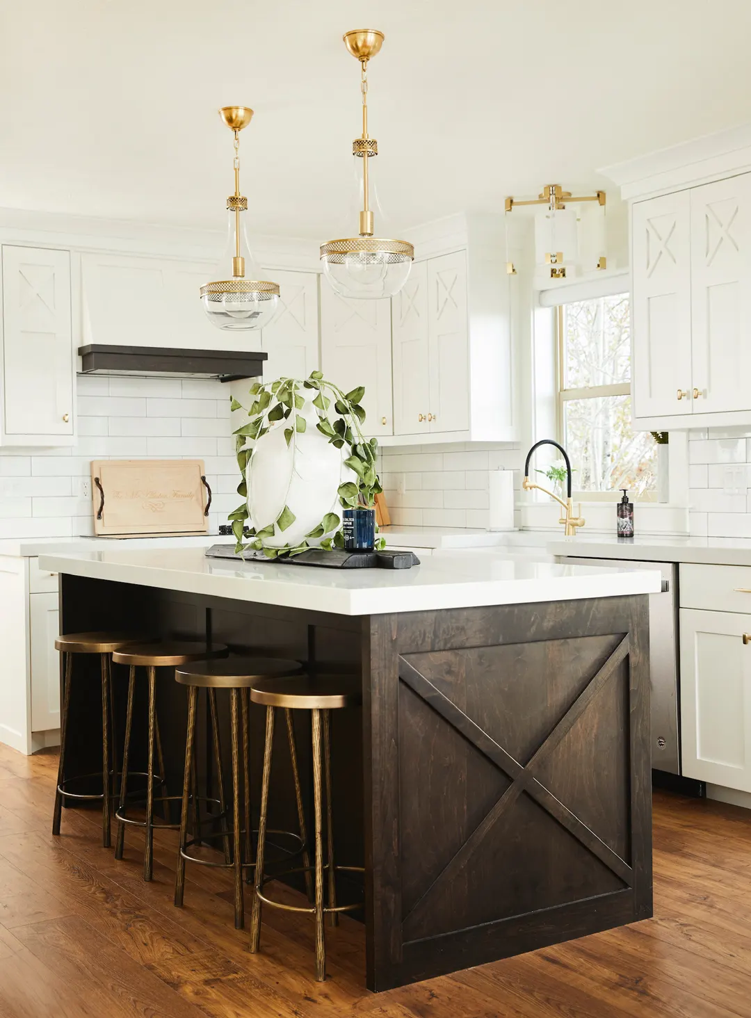 Kitchen with warm oak laminate flooring