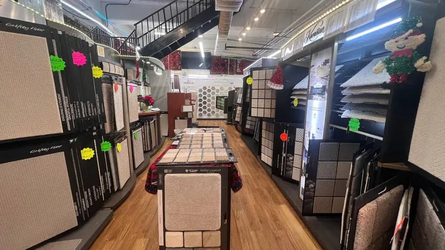 Sample aisles inside the Capital Carpet showroom