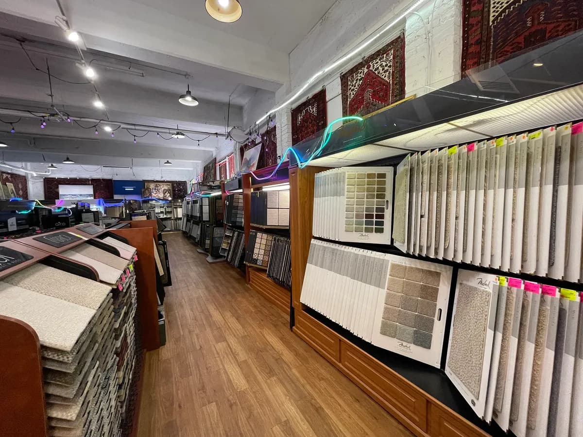 Sample displays inside the Capital Carpet showroom